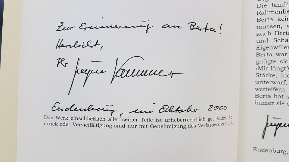 BERTA SCHNEIDER IHR LEBEN Buch Jürgen Kammerer Widmung vom Autor in Weil am Rhein