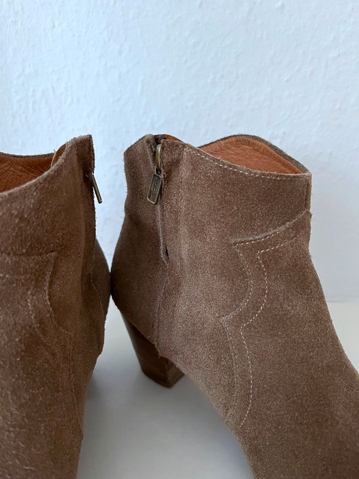 Flan Stiefeletten Braun Velours Leder Dicker Boots 39 Marant Stil in Hamburg