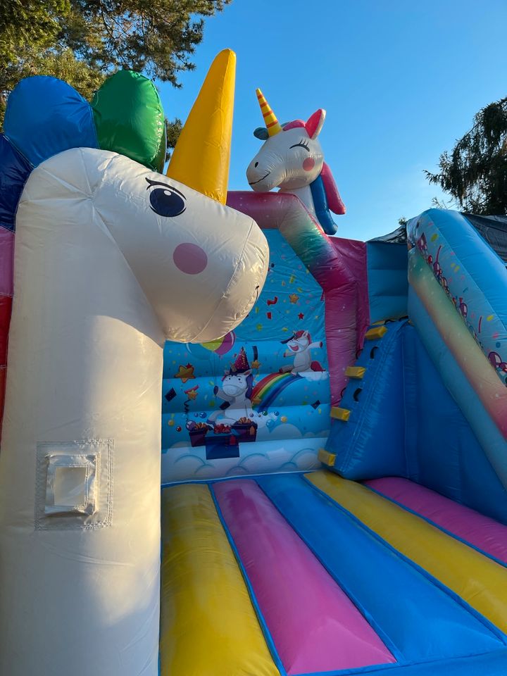 Hüpfburg Einhorn mit Rutsche zum mieten Geburtstag Party Events in Oberhausen