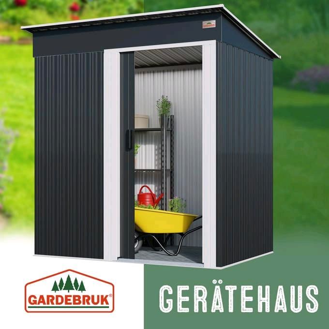 Geräteschuppen Gartenhaus Anthrazit Metall 181x162x86cm in Blieskastel