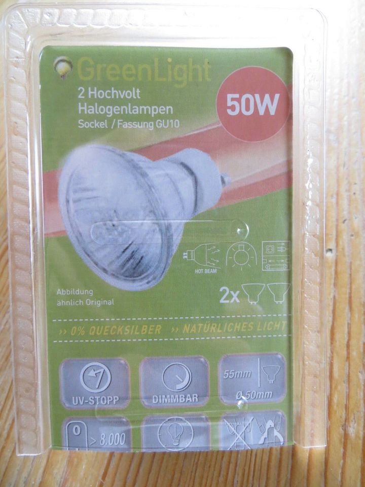 1 x Hochvolt - Halogen Strahler mit Glas 50W GU10 Neu dimmbar UV in Güntersleben