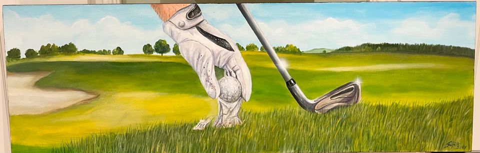 Gemälde Bild Acryl Leinwand Golf Tee v. Peter Schulz - Unikat ⛳️ in Lilienthal