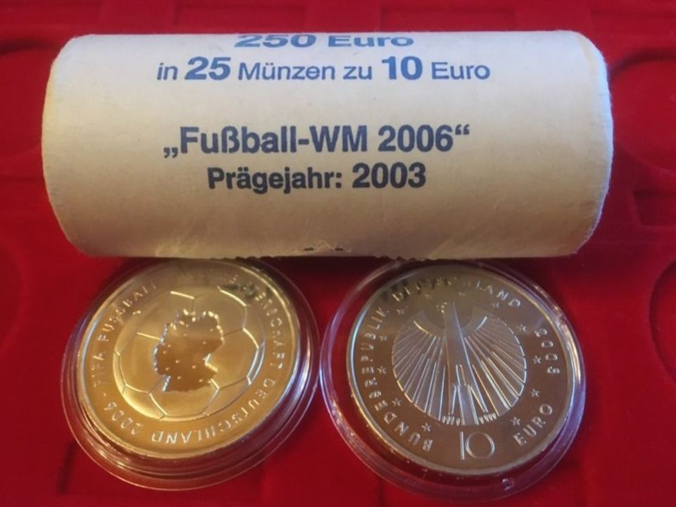 Münzen 10 € Euro FIFA Fußball WM 2003 Rolle Silber 17€ pro Münze in Eisleben