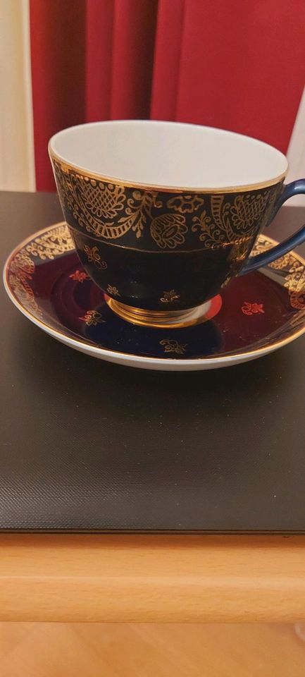 Sehr schöne Tasse mit Unterteller/ LOMONOSOV KOBALT MIT GOLD Für in Koblenz