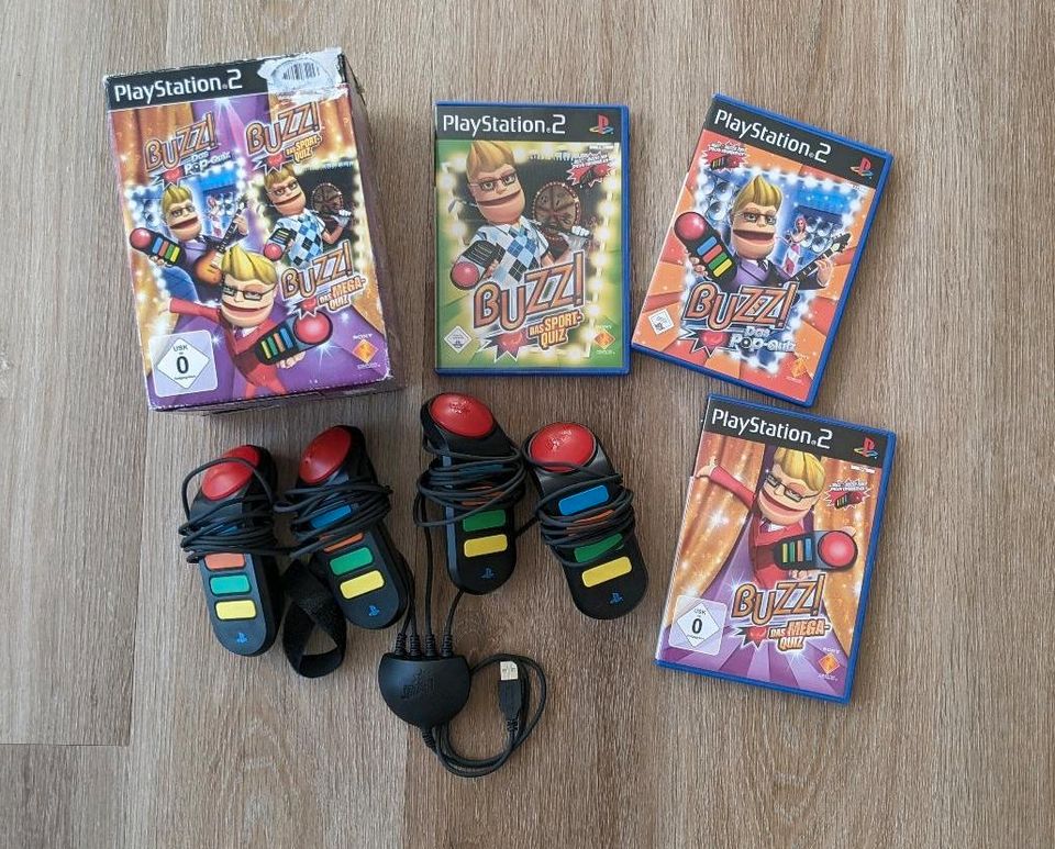 Buzz Bundle PS2 | 4 Controller | 3 Spiele | TOP Zustand | OVP in Wandlitz