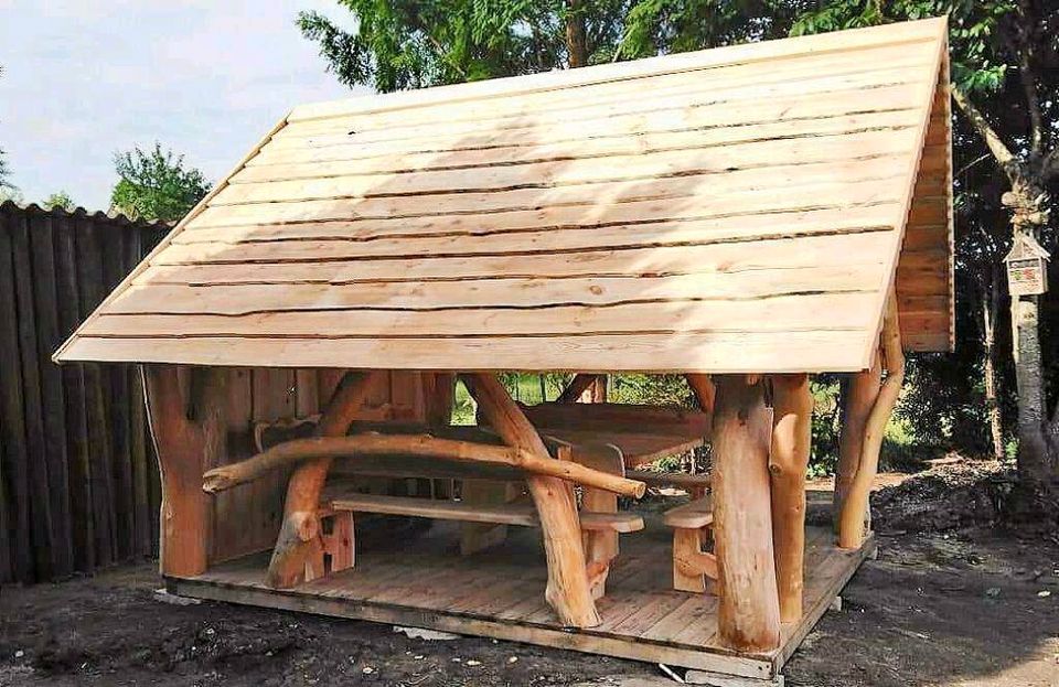 Gartenpavillon 3,5 Meter lang, Holzpavillon, Gartenhaus, Hütte in Aurach