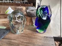 2 dekorative Glas- Eulen - blaue evtl. Murano Glas- 18 cm+13 cm, Bayern - Garmisch-Partenkirchen Vorschau