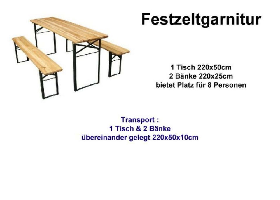 Festzeltgarnitur MIETEN, Bierzeltgarnitur, Partyzelt, Festzelt in Berlin