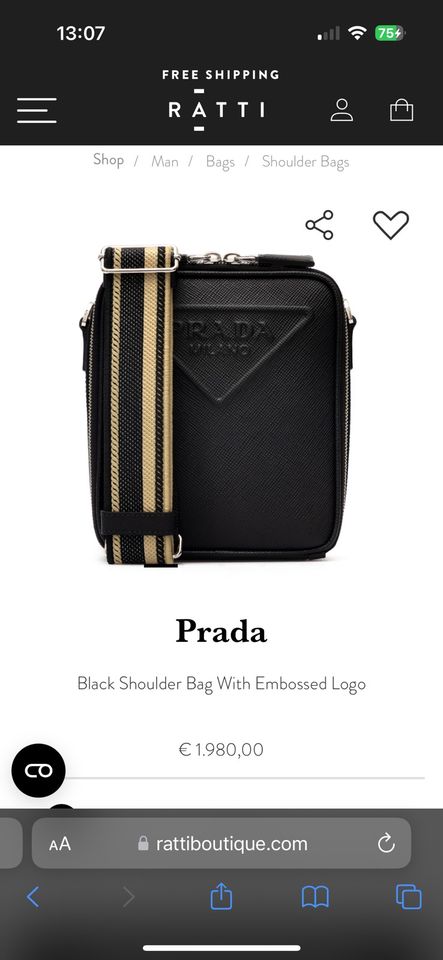 Prada Black Shoulder Bag With Embossed Logo in Berlin