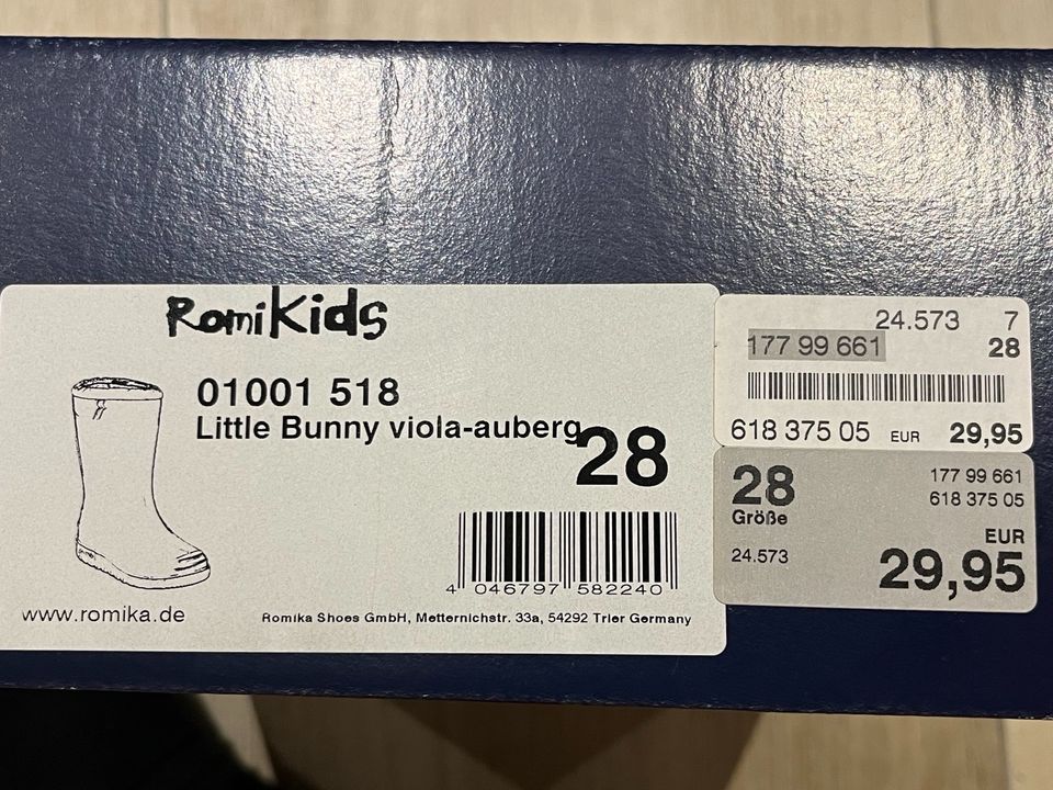 Romikids Gummistiefel / Stiefel lila Größe 28 in Krefeld