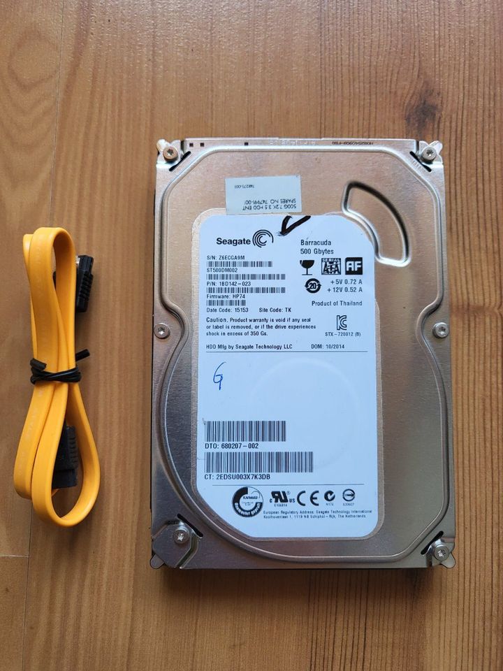 3,5 Seagate Barracuda 500GB Festplatte Intern 7200 HDD ST500DM002 in Übersee