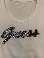 Guess T Shirt Gr. S weiß mit Pailletten Schriftzug Düsseldorf - Unterbach Vorschau