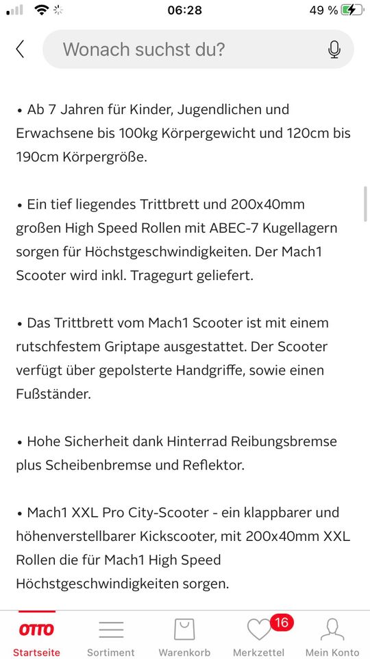 Cityroller Kickscooter Tretroller Scheibenbremse neuwertig in Laubach