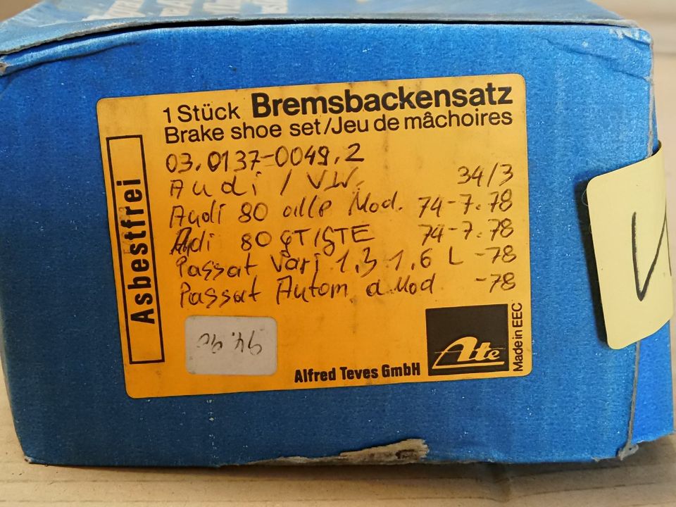 Audi / VW Bremsbelagsatz  für  die Hinterachse  Bj. 72-80 in Am Großen Bruch