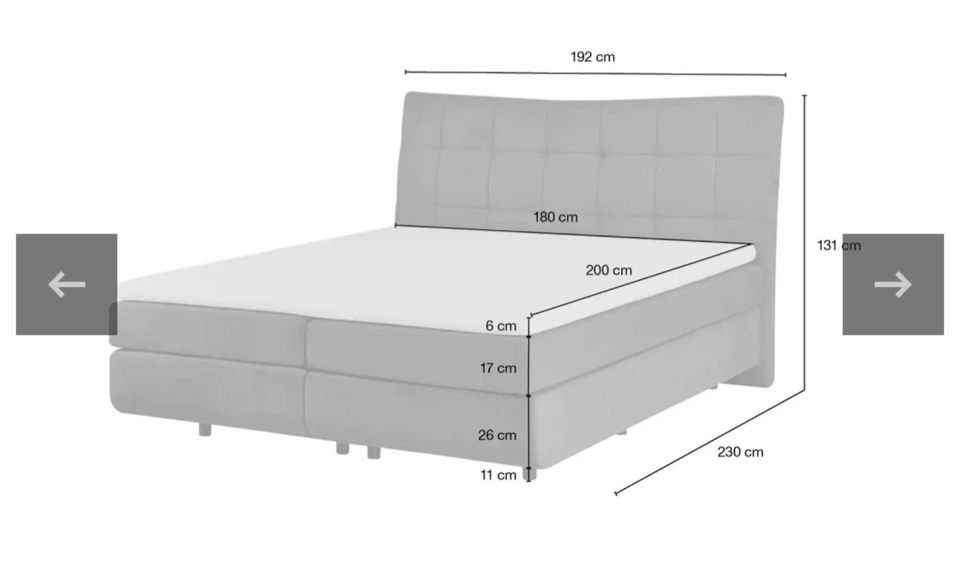 Boxspringbett in grau, Liegefläche 180×200 in Lengerich