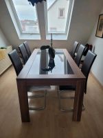 Esszimmer Tisch Glastisch mit 6 Lederstühlen Top Zustand Hessen - Hanau Vorschau