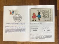 Unicef - 40 Jahre - Briefmarke Telefonkarte und Zertifikat Bayern - Germering Vorschau