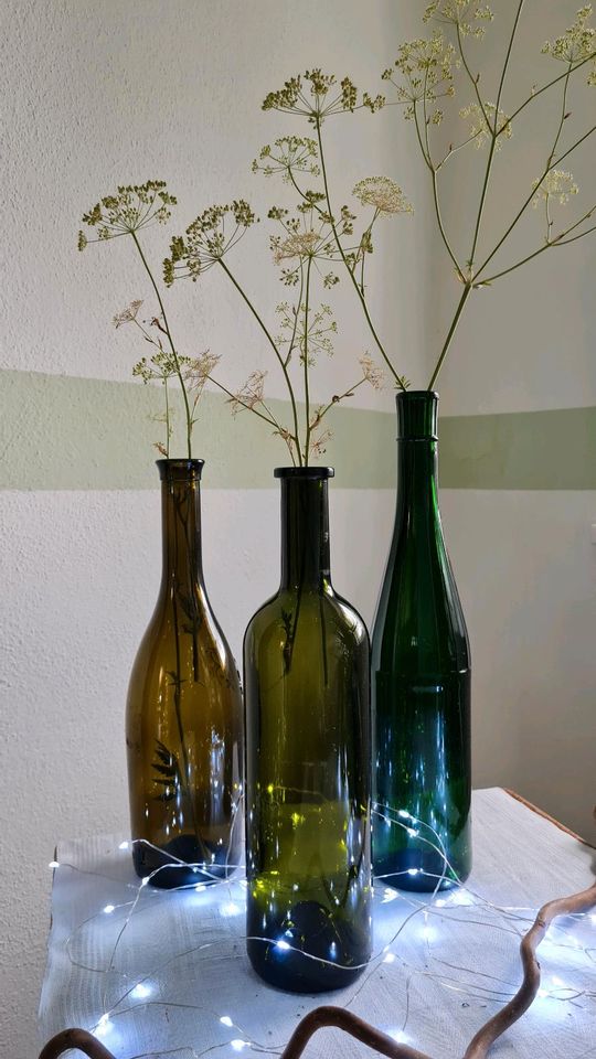 Dekoflaschen Deko Glasflaschen 3er Set DIY grün braun in Kulmain