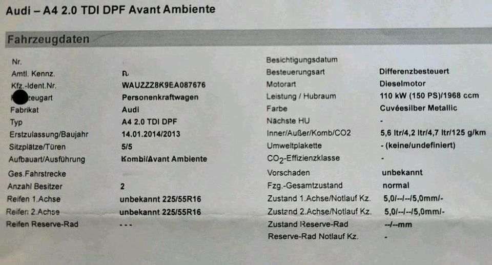 Audi A4 Avant, Diesel, Automatik, Cuvée Silber, Xenon, AHK in Elchesheim-Illingen