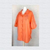 Vintage Hemd Blumen Bluse Bestickt Gr. 46/48 oversized orange Sachsen-Anhalt - Bernburg (Saale) Vorschau