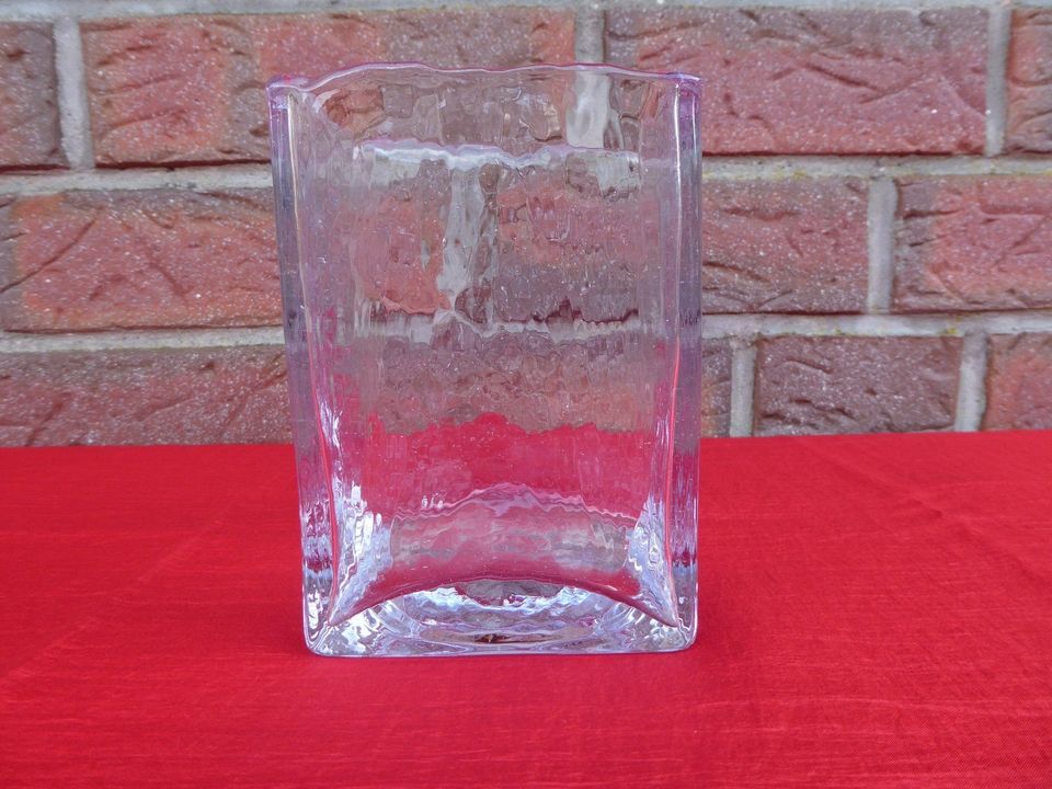 Edle Blumenvase Vase schweres Glas Transparent Behälter rechtecki in Flintbek