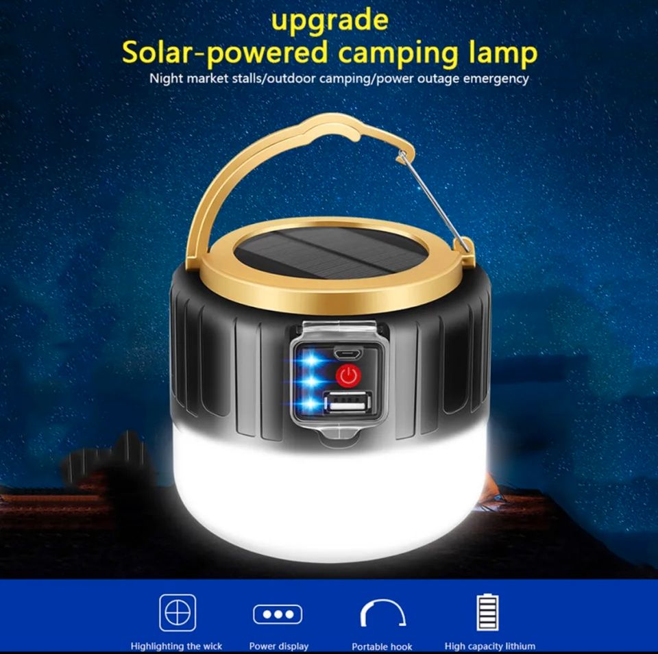 LED Solarleuchte Outdoor Camping Lampe USB Aufladbar Laterne Akku in Bebra