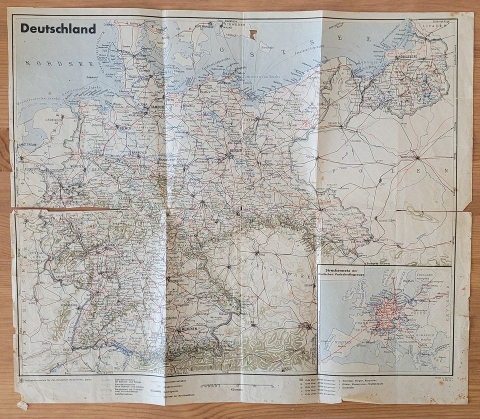 Karte von Deutschland aus den 1930 er Jahren (49 cm x 42 cm) in Leipzig