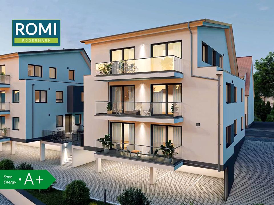 Neubau (kurzfristig fertig) 4-Zimmer-Wohnung mit Blick ins Grüne I Zentral I Energie A+ I 3 Parteien in Rödermark