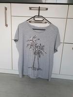Damen Bluse/Shirt, grau, mit silbernen Palmen Pailletten, M/38 Niedersachsen - Buchholz in der Nordheide Vorschau