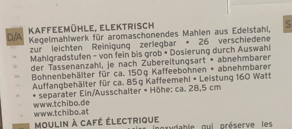 Tchibo Kaffeemühle elektrisch - Neu in Geislingen an der Steige