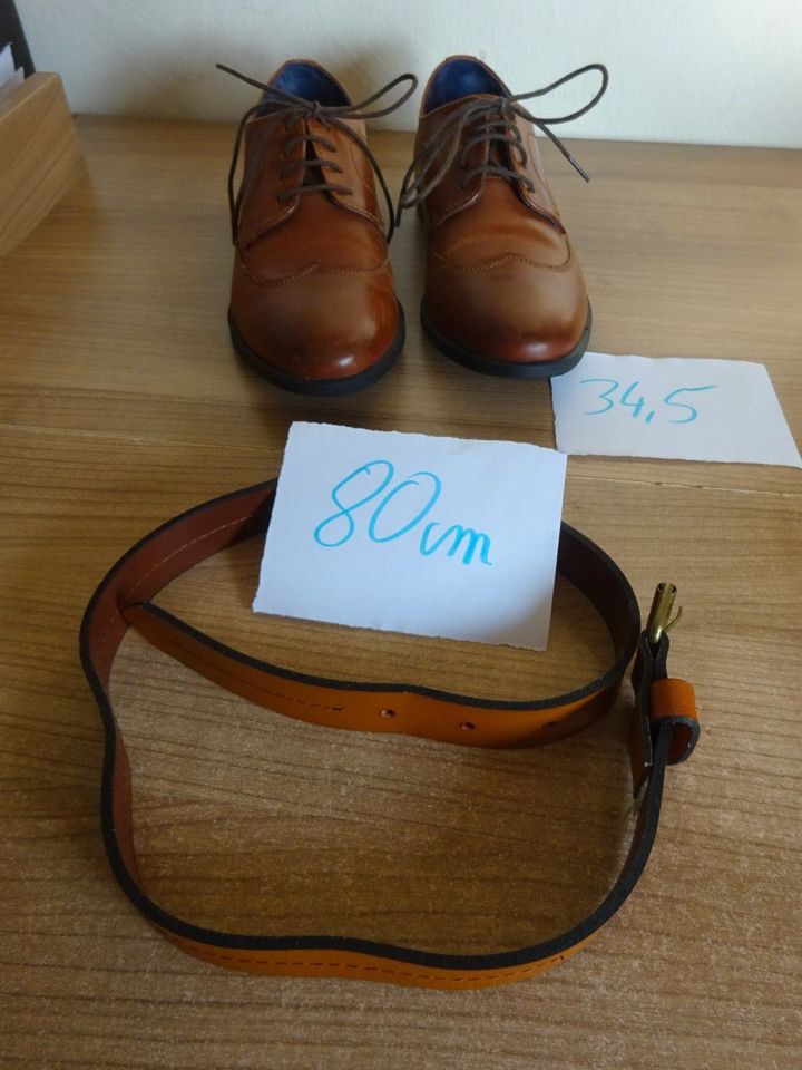 Leder Schuhe Größe 34,5 und Gürtel 80cm NEU = zusammen 40,00€ in Visbek