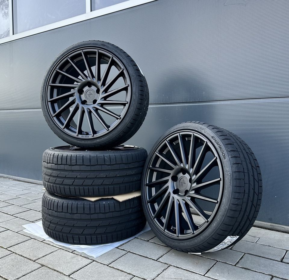 Keskin KT17 19 Zoll Sommerräder für Audi A6 S6 A7 S7 A8 4E Q3 SQ3 4G 4G1 C7 8U 8U1 A4 B8 B9 C6 4F Allroud Felgen Reifen Räder schwarz Performance Sommerreifen ABE sline s line 5x112 TDI Kompletträder in Neckarsulm