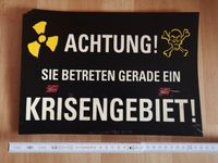 Schild Achtung! Krisengebiet! 33x24cm Heavy Metal Black Pagan Thüringen - Weimar Vorschau