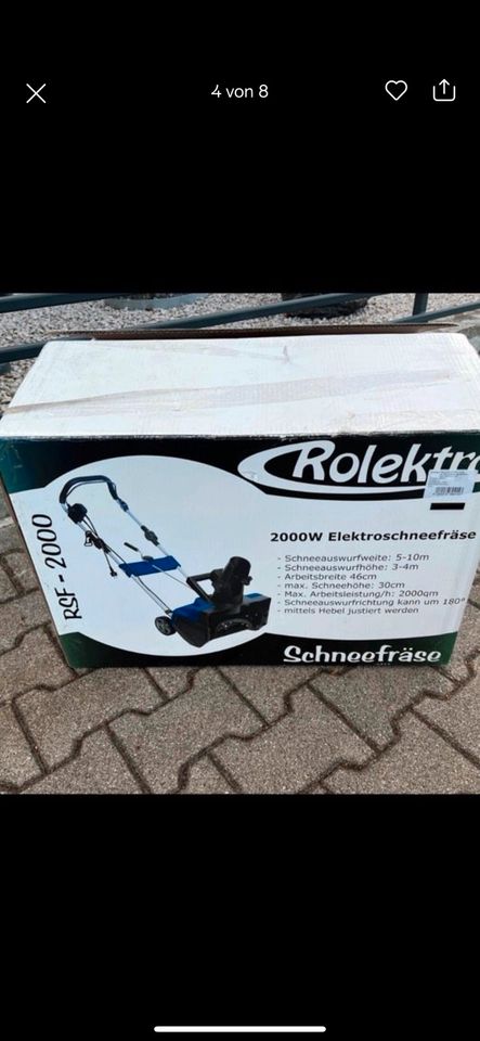 Elektro Schneefräse von Rolektro RSF-2000 NEU und OVP in Mannheim