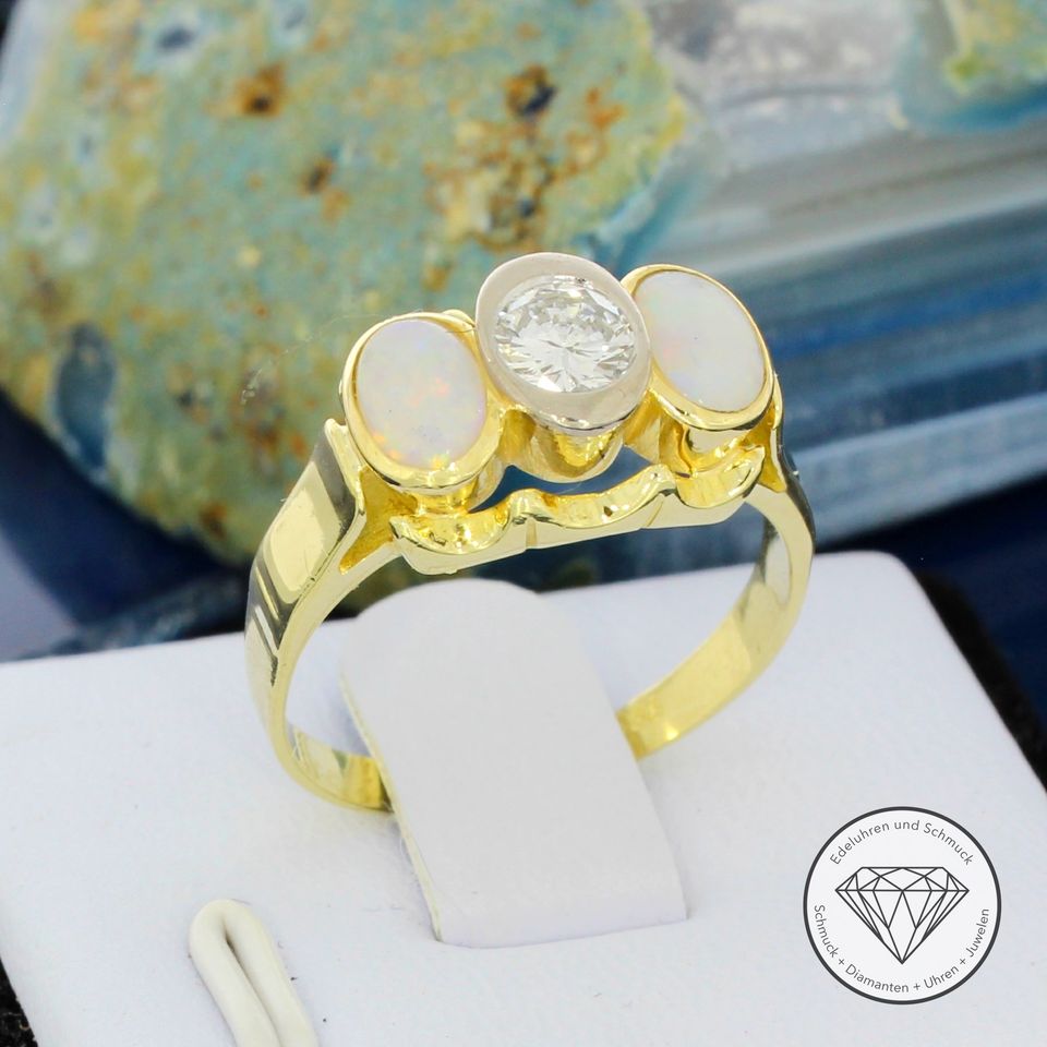 M*129314 Wert 3.350,- Brillant Vollopal Ring 585 14 Kt Gold XXYY in Essen