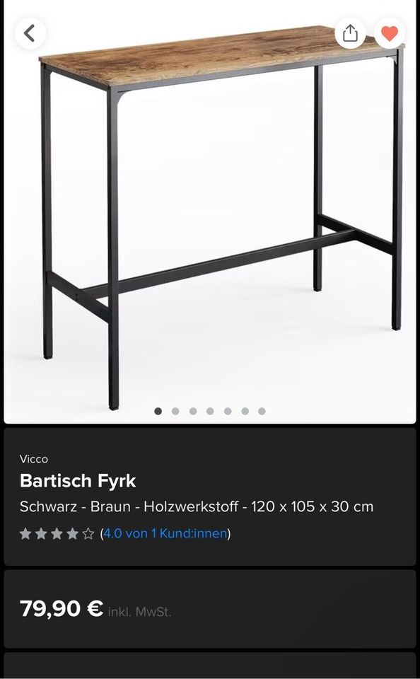 Bartisch schwarz braun in Hannover