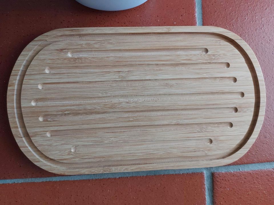 Brotbox Brotkasten mit Bambusdeckel weiß neu in Forstinning