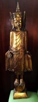 Große 125cm Buddha stehend Statue Holz goldfarben Tempelwächter Düsseldorf - Eller Vorschau