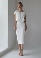 Brautkleid Tee Länge Wadenlang Größe 38/40 Standesamt Ivory Baden-Württemberg - Meckenbeuren Vorschau