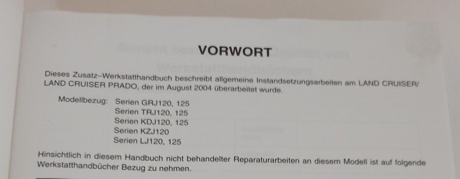 Toyota Land Cruiser KDJ120, GRJ120, LJ12 Zusatz-Werkstatthandbuch in Dautphetal