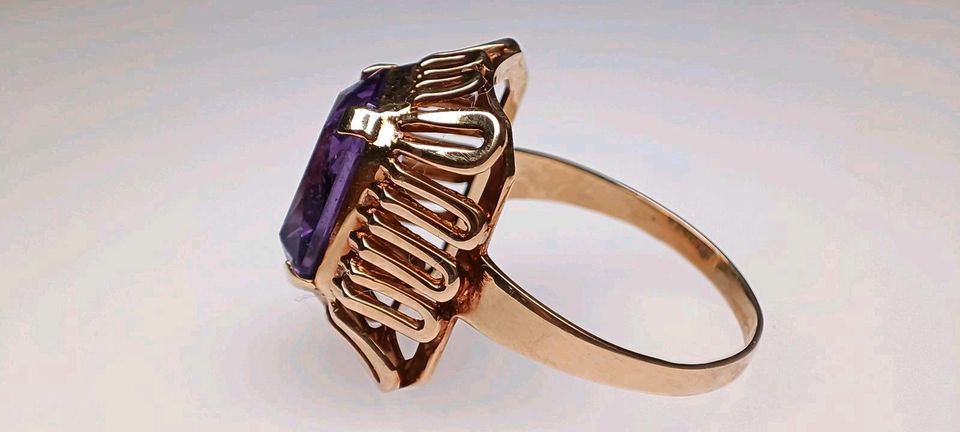 Antiker großer Amethyst Ring 585 Gold 14k 57 in Reinstorf