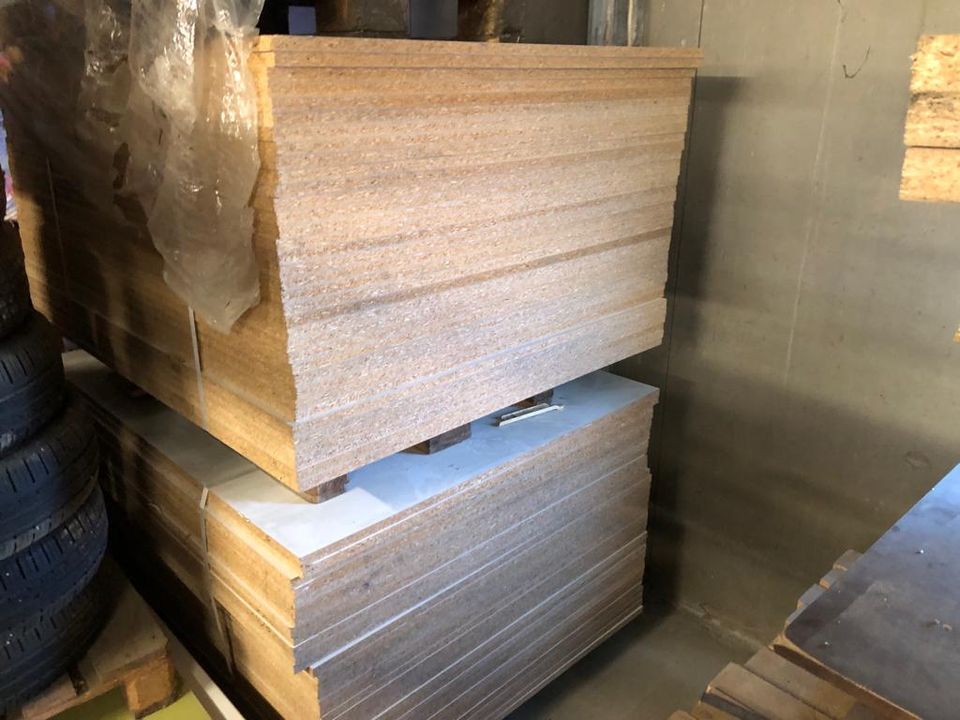 Spanplatte 22,5 mm - 120 x 150 cm - Einlegeboden Holzbrett weiß beschichtet Weitspannregal Polypal Minipal Lagerebene Pressspanplatte Regalboden Handlager Sperrholz Abdeckboden in Werther (Westfalen)