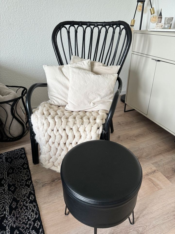 Ikea Storsele Rattan Sessel schwarz mit oder ohne Hocker in Herdecke
