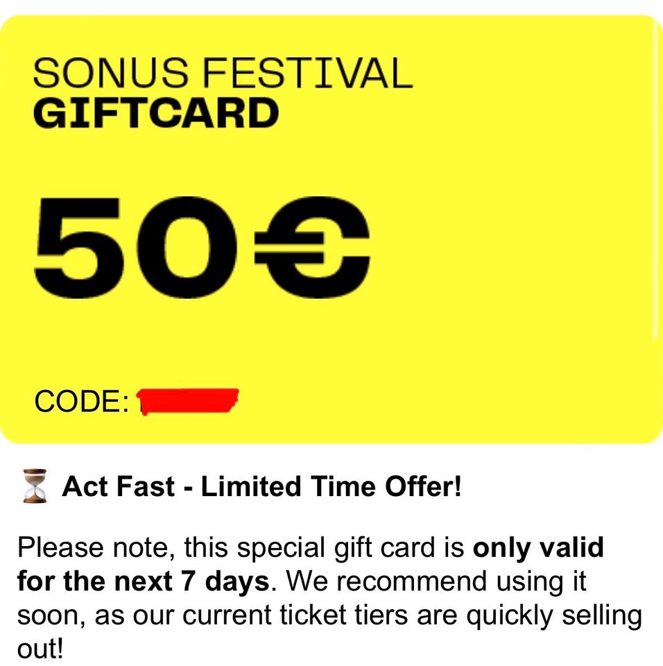 2x 50€ Sonus Festival Gift Card in Worms