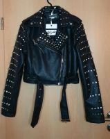 Italy Kunstlederjacke Biker Jacke schwarz Glitzersteine 36 38 Baden-Württemberg - Brühl Vorschau