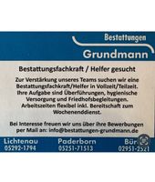 Bestattungsfachkraft / Helfer gesucht Nordrhein-Westfalen - Lichtenau Vorschau