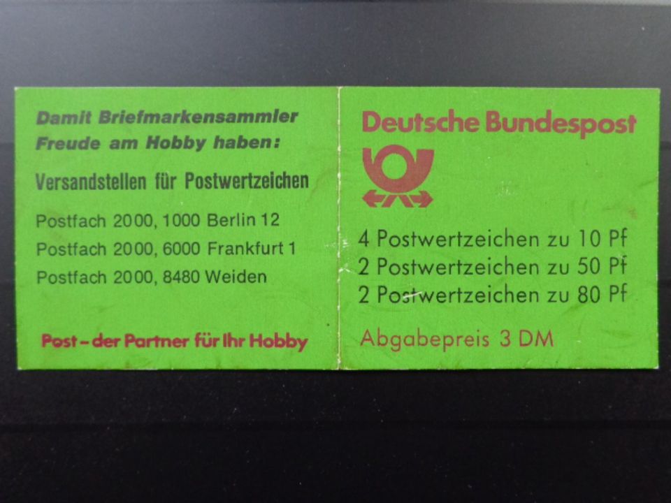Deutsche Bundespost Briefmarken Heftchen mit grünem Deckel Burgen in Bad Saulgau