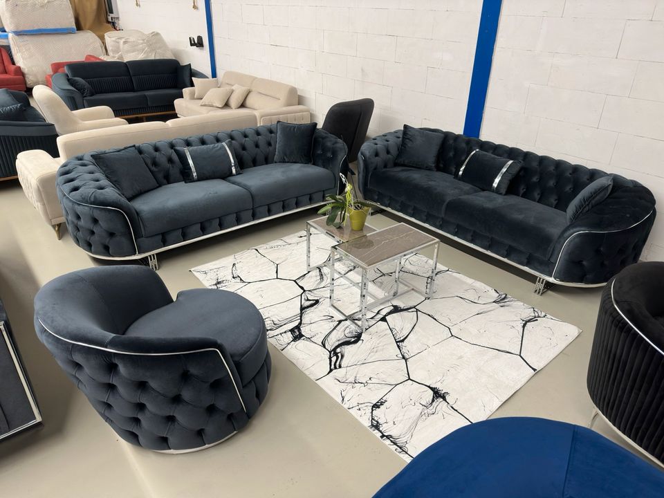 Platzmangel Angebote bis Ende Mai 24 (Gloria 3+3+1 Chesterfield Set ) Couch - Sessel Chester Sofa Gästezimmer Wohnlandschaft Polstersofa Wohnzimmer QMLager in Ursensollen