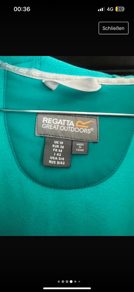 Regatta Softshelljacke Türkis Gr 36 in Hamburg