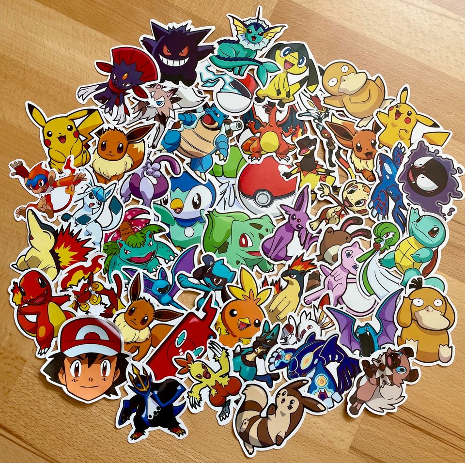 50 Stück Große Pokemon Aufkleber Sticker / Pikachu in Giebelstadt